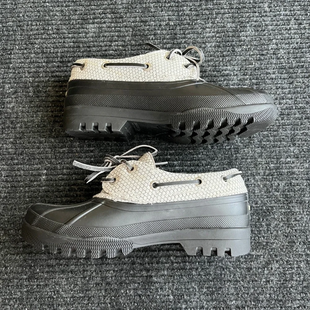 Sperry Duck Shoes Womens 5 Black Oatmeal Waterproof Saltwater Boat Rain Boots